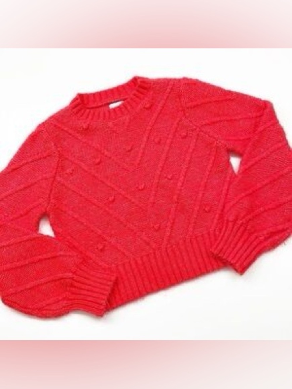 Bright Red Detailed Crewneck Sweater
